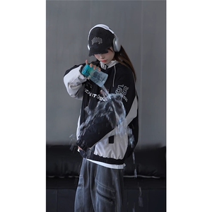 抖音视频截图只展示大货 印花立领机车潮牌棉服77950特P85图片