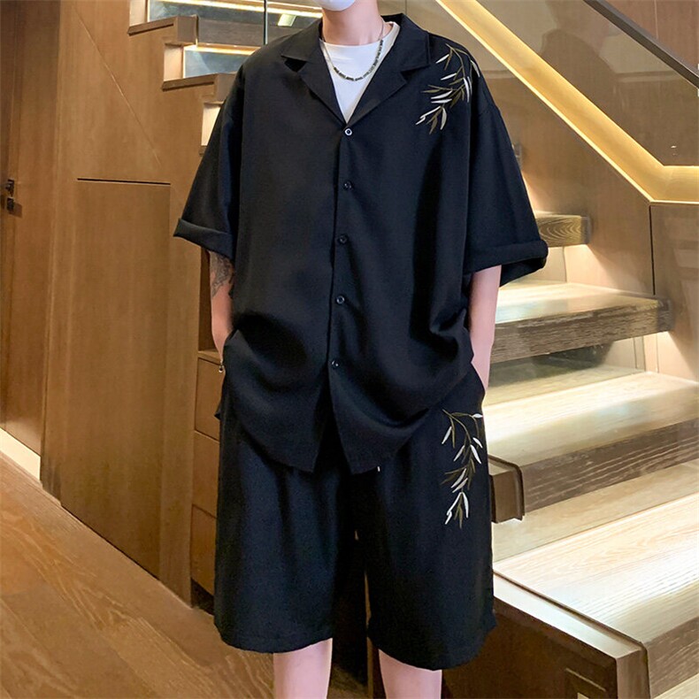 TZ96971/P960夏季新款新中式风刺绣西服领衬衣裤子套装男两件套图片