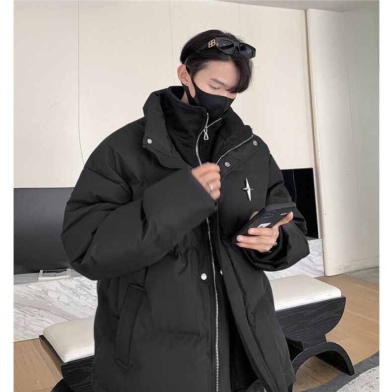 23冬装新款美式假两件四角星棉服情侣棉衣面包服外套男D331P138,男装棉衣,电商A335-1（原A458）