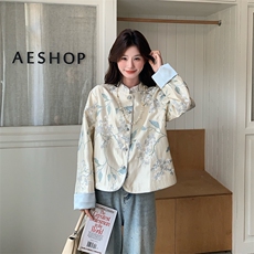 新中式短款外套女2025春季复古国风撞色拼接缎面小个子宽松上衣，女装短外套，纯色衣恋