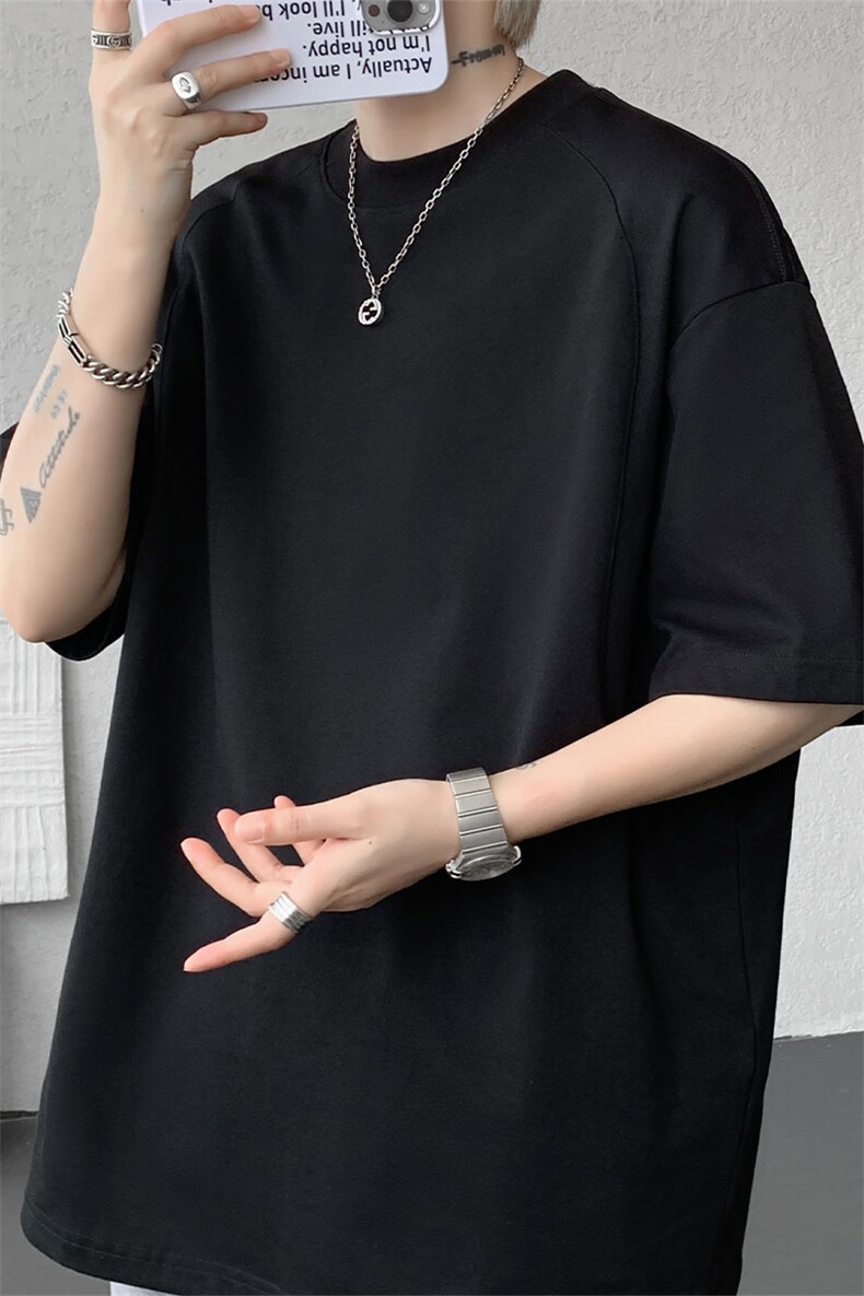 T10129-特批30控58曼巴棉撞色拼接短袖大码T恤夏季薄款垂感短袖,男装T恤,电商A059