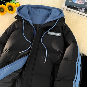 棉衣男冬季新款港风宽松大码连帽假两件加厚棉服MF8587-P88(现货图片
