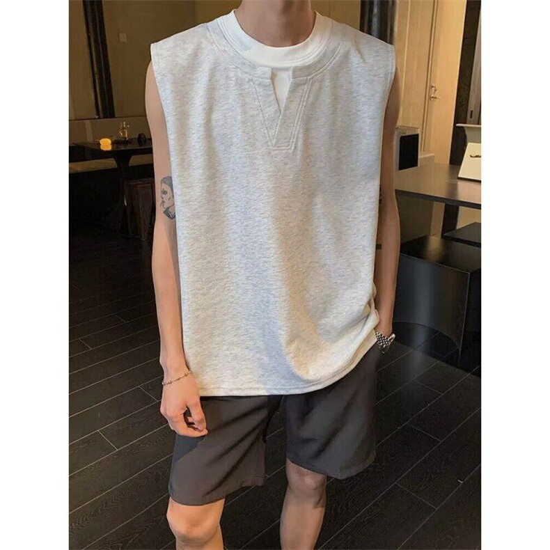 夏季新款假两件运动坎肩背心男简约马甲休闲宽松T恤BG28,男装背心/马甲,星座1116A（原606A-3）