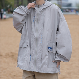 DF915-P45防晒衣外套男透气夏季薄款潮牌大码宽松连帽时尚防晒服图片