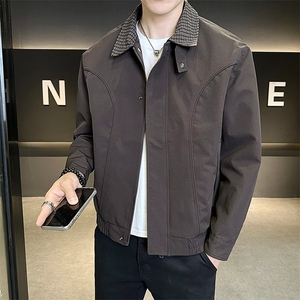 新款翻领夹克男士秋季时尚拼接痞帅短款外套休闲男装潮JA263图片