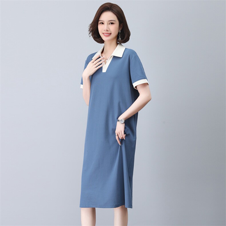2023夏季新款时尚拼色休闲连衣裙宽松显瘦百搭气质女装,女装连衣裙,依恋蒂丝