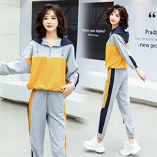 春夏新品韩版运动套装7分袖宽松休闲气质套装，女装运动套装，一安秀