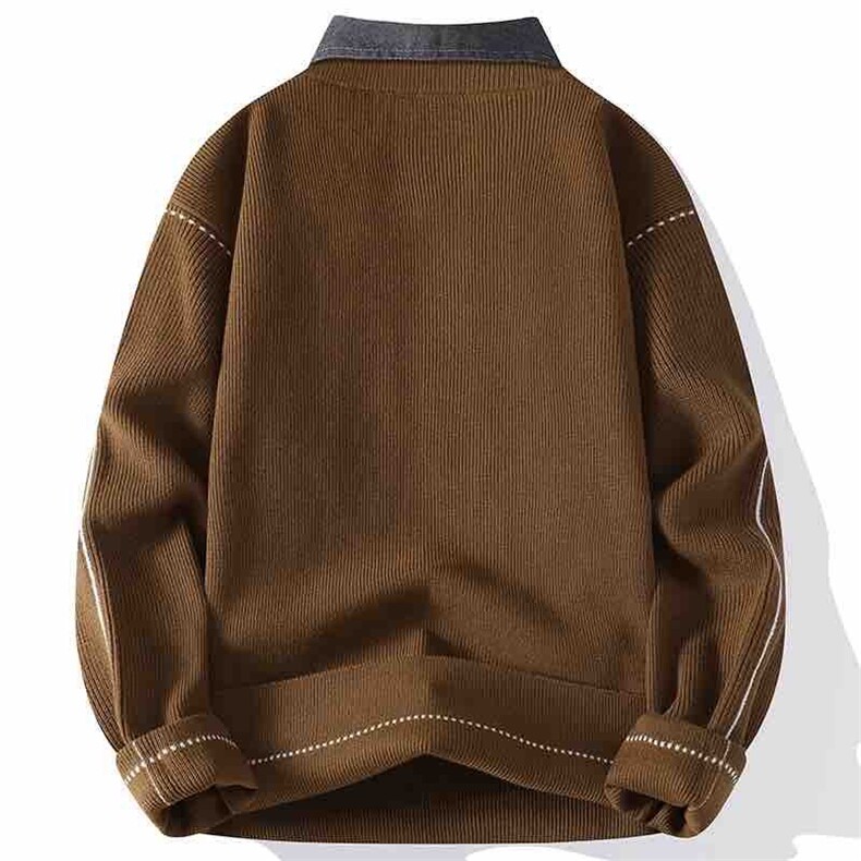 M73-P55冬季新品加厚男假两件衬衫领针织毛衣,男装针织衫/毛衣,星座1215-1