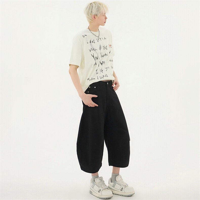 松弛感夏季街头水洗弯刀七分裤男女牛仔裤宽松裤子潮流YD705-P60,男装牛仔裤,星座509