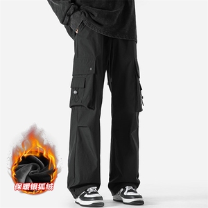 机能防水工装裤加绒银狐绒男宽松伞兵裤K1317J加绒-特P45控88图片