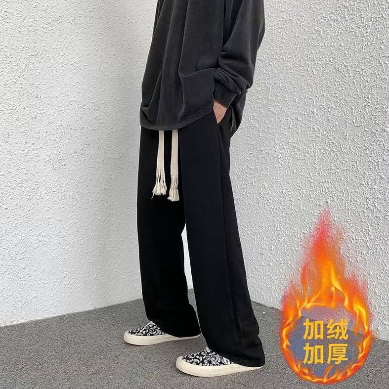 休闲裤男士秋冬季潮牌抽绳直筒运动裤加绒A399P30图片
