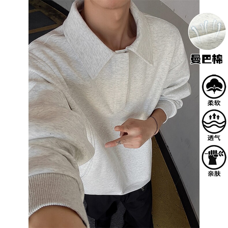 特批P50无差价时尚500g高克重曼巴棉老钱风半拉链大码卫衣男W5416,男装卫衣,电商A001-1