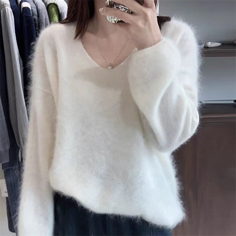2025春秋新款羊绒衫女100纯羊绒纯色套头通勤保暖针织衫休闲上衣,女装羊毛衫,犀桦羊绒