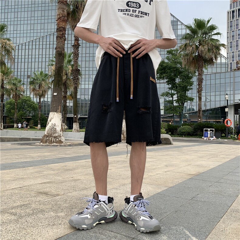 牛仔短裤男士韩版潮流高街破洞2024夏季新款ins五分裤RK1828-P30,男装牛仔裤,星座412-2