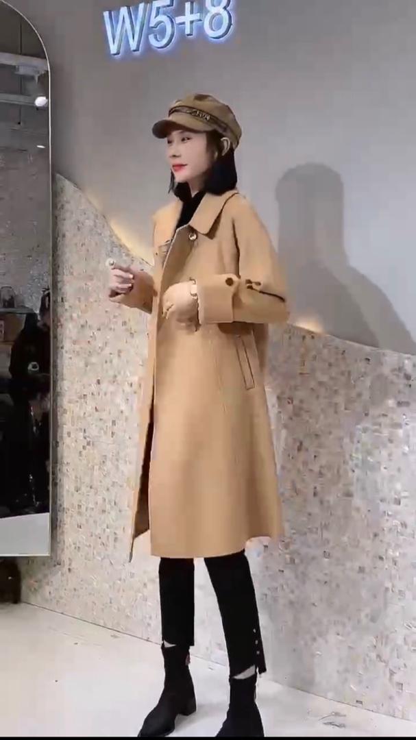 2021秋冬新款时尚潮流六粒扣A字版简约百搭百分百羊毛外套,女装其它,L·H·X