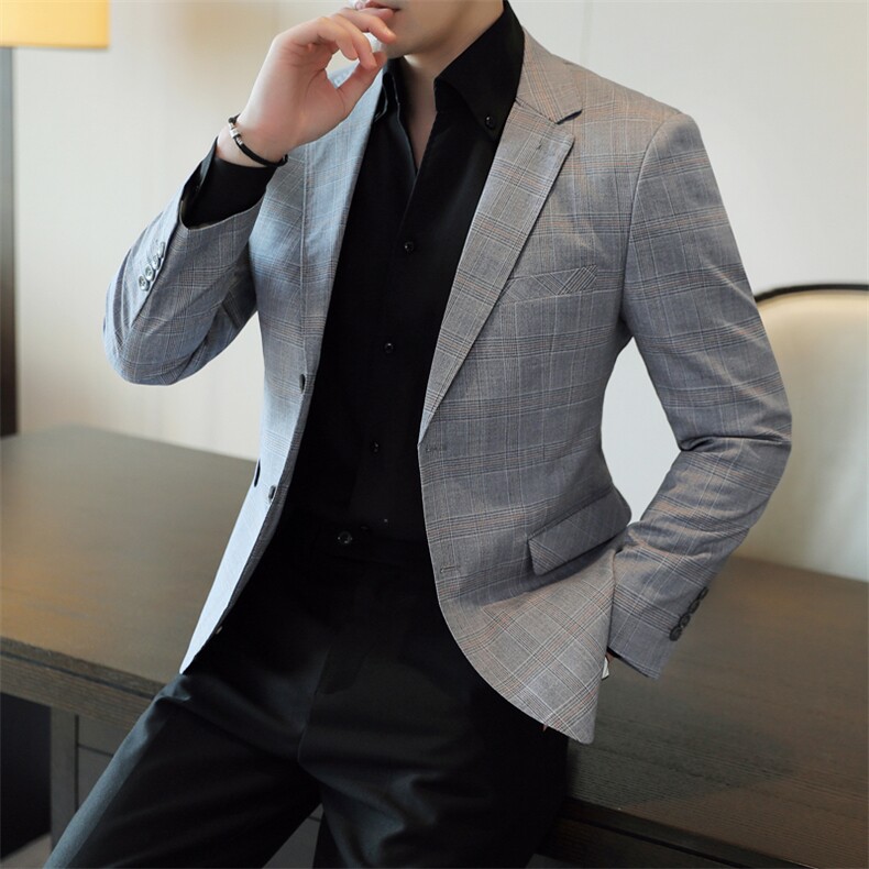 26做货-男士休闲西装修身韩版西服外套小西装上衣DX6935P165，男装西服套装，电商D216