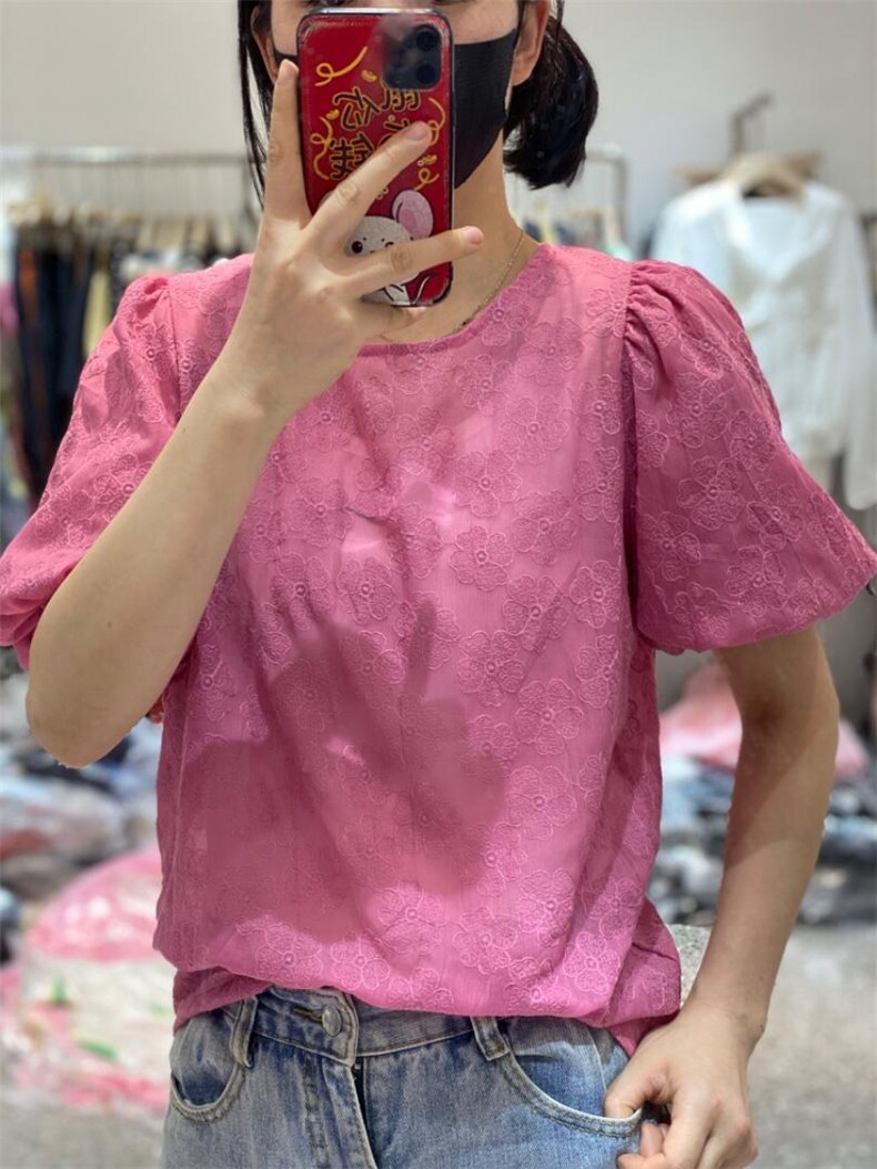夏季新款洋气韩版绣花后飘带小衫,女装其它,L·H·X