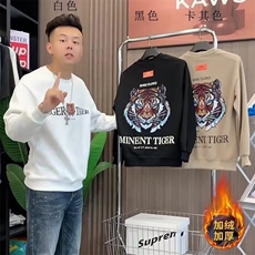 2025欧洲站加绒卫衣男冬季高端烫钻修身圆领套头卫衣帅气百搭潮流，男装卫衣，星座506A