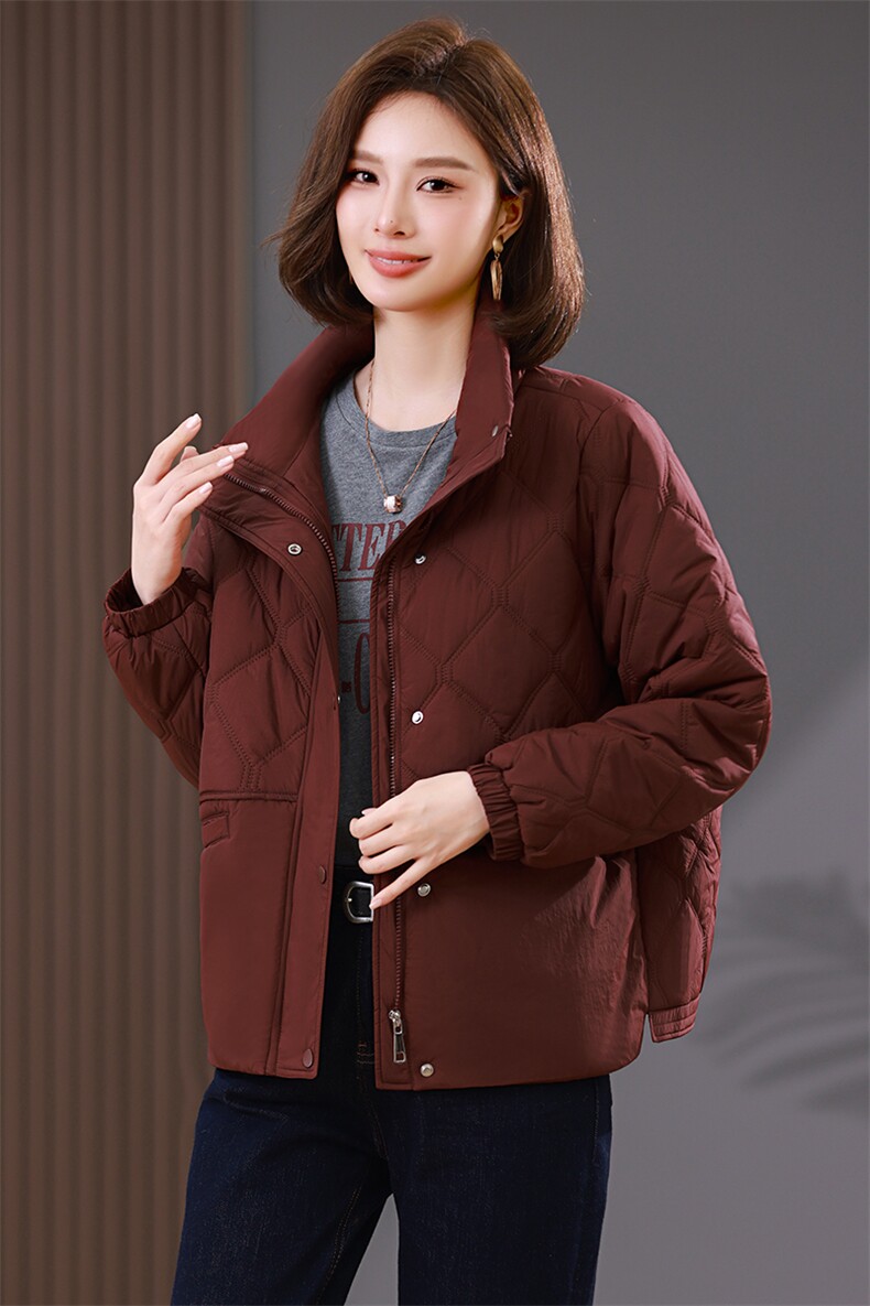 时尚百搭短款棉服女显瘦保暖冬季外套气质高领设计舒适柔软面料,女装棉衣/棉服,韩派