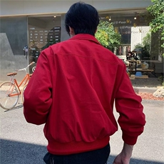 ins潮牌红色夹克男款春秋高级感美式街头复古vintage翻领工装外套，男装夹克，星座715-4