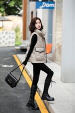 小香风羽绒马甲 90白鸭绒，女装马甲，衣佳佰分