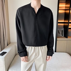 春季潮流新款文艺男纯色时尚标准长袖ins青春流行衬衫W7057-P35，男装衬衫，星座512-2