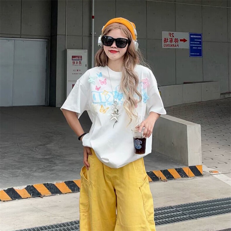 万针全刺绣工艺抖音得物高品质260克重磅纯棉双纱美式高街短袖T恤,男装T恤,电商A486