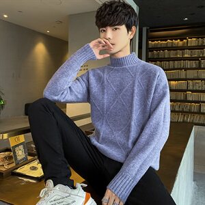 Tim-MY711半高领毛衣男厚款新款冬季内穿打底保暖衣韩版潮流图片