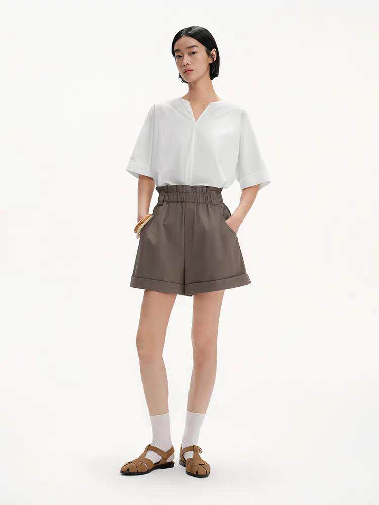 2025年秋季收腰休闲短裤女新款高腰直筒热裤时尚百搭，女装短裤/热裤，泰合衣坊