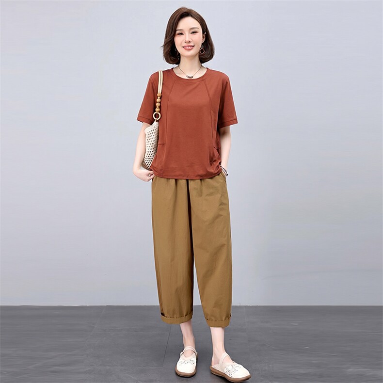 2026年夏季两件套宽松型吸湿快干轻薄套装九分裤百搭款2647254款,女装套装/套裙,秋牧寒烟