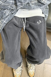冬季新品双面摇粒绒刺绣束脚休闲裤大码M~5XL XZ604-K100-P50控68图片