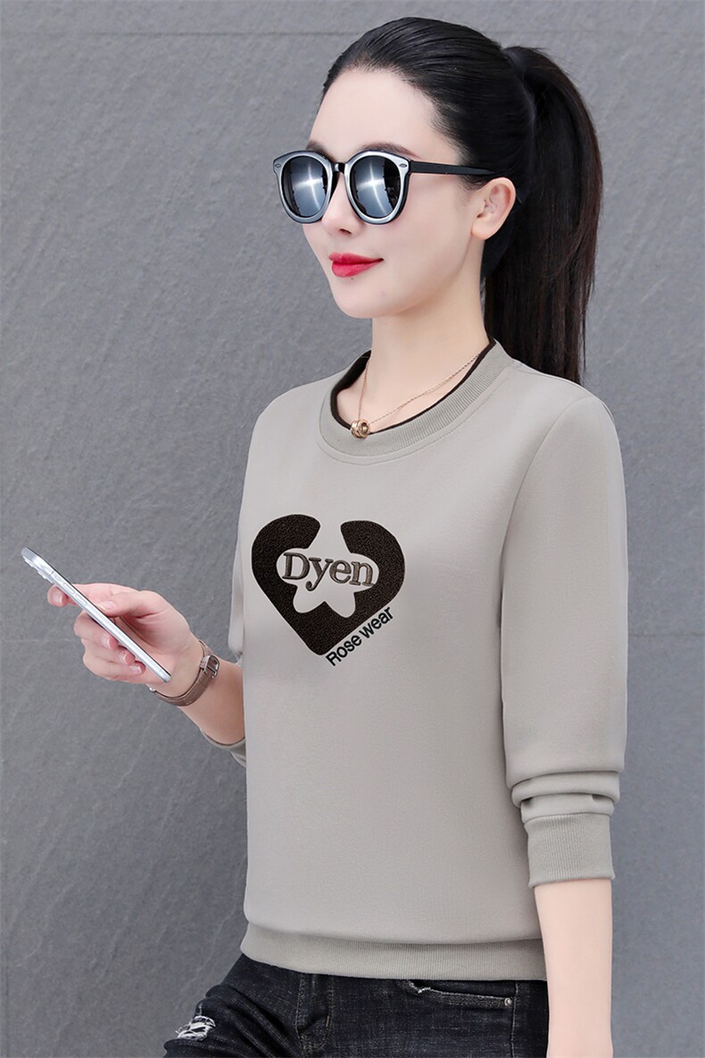 长袖卫衣女2025春秋新款大码洋气减龄宽松显瘦打底上衣,女装卫衣/绒衫,燕颉服饰