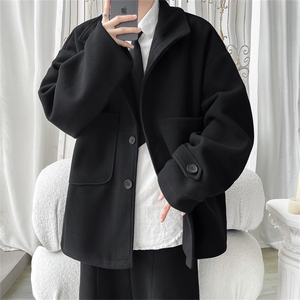 N8181/P90秋冬新款毛呢大衣男装呢料外套oversize工装毛呢夹克图片