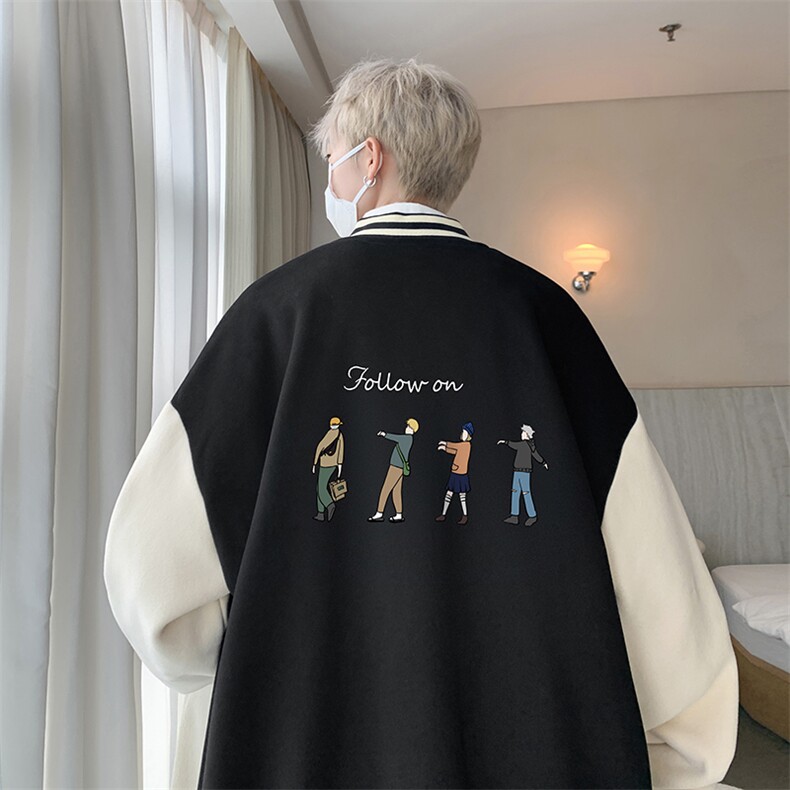 摇粒绒棒球服男大码开衫卫衣男夹克BF86043-P65,男装夹克,电商A040