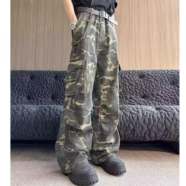 迷彩工装裤大口袋街头休闲裤男女宽松裤子潮牛仔裤网图NZK935-P65,男装牛仔裤,星座302B-2