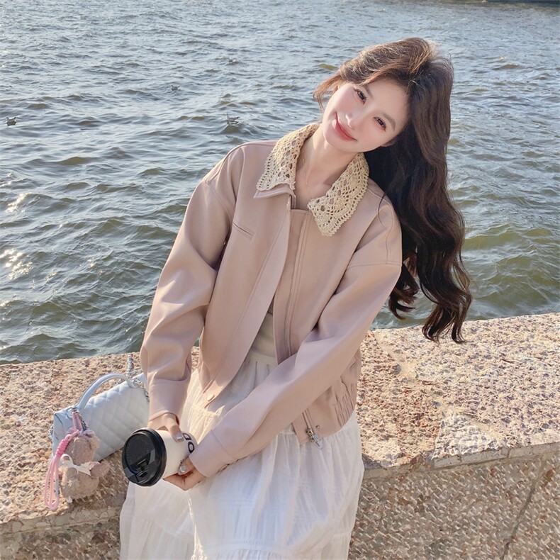 【新款】小香风温柔粉色皮衣088-9832P165K268,女装短外套,2C088