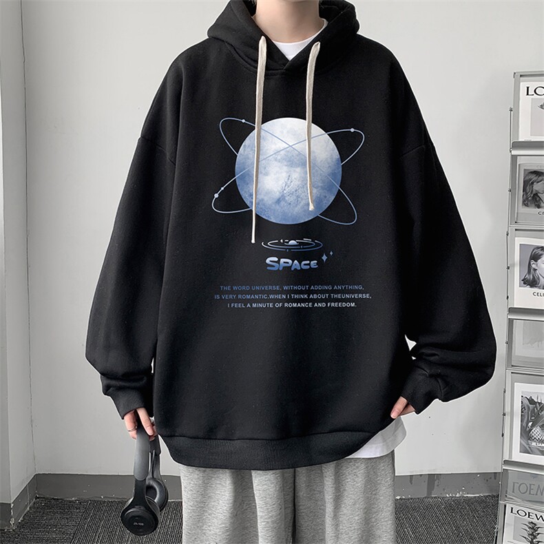 WY2241-P35 加绒款-P40 纯棉连帽卫衣男大码运动帽衫宽松薄外套男图片