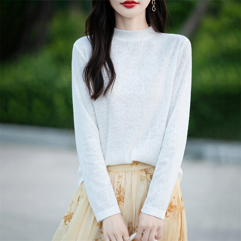 时尚百搭女士羊毛针织衫经典休闲显瘦长袖上衣,针织衫/毛衣,绒宛羊绒
