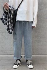 现货牛仔裤男新款韩版宽松潮流港风直筒九分休闲裤子P35，男装牛仔裤，星座410-6（原星座1304-1）