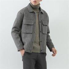 真模阿尔巴卡双面羊绒条纹翻领外套毛呢大衣男Y8889P315控428，男装毛呢大衣，电商D230