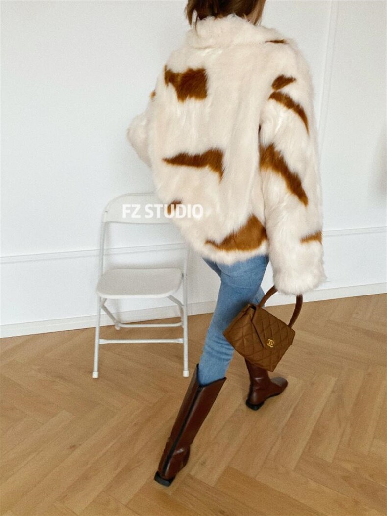 【现货】拼皮毛毛外套，其它，F/TU