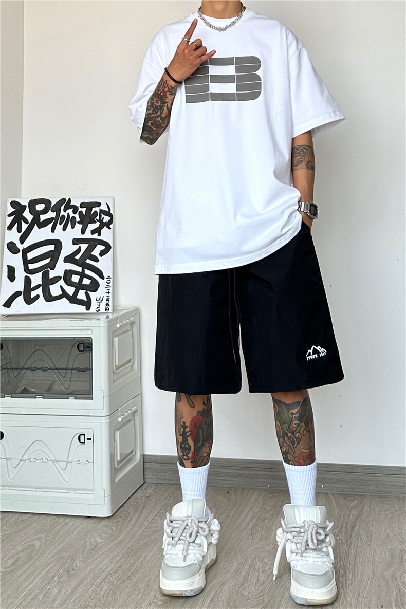 ins潮流多巴胺多色宽松短裤男生百搭沙滩裤B315-K23353-特p20控38,男装休闲裤,电商B315