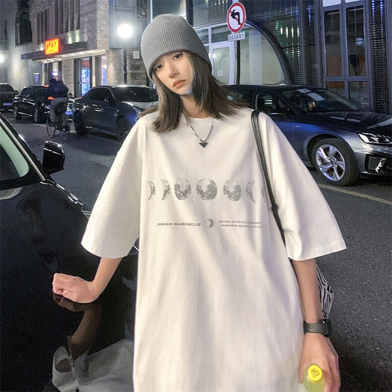 @女类2024年夏季港风ins潮地球宽松简约短袖T恤A071-9007-P30,女装T恤,电商A071