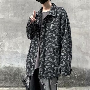 ins超火腰果花牛仔夹克男女外套高街嘻哈潮牌宽松休闲jk765-p75,男装夹克,星座1008-2