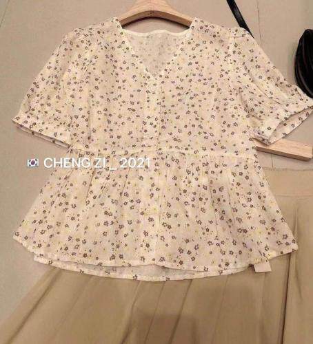 「现货」夏季新款刺绣小花上衣+棉布半裙，女装半身裙，cheng zi