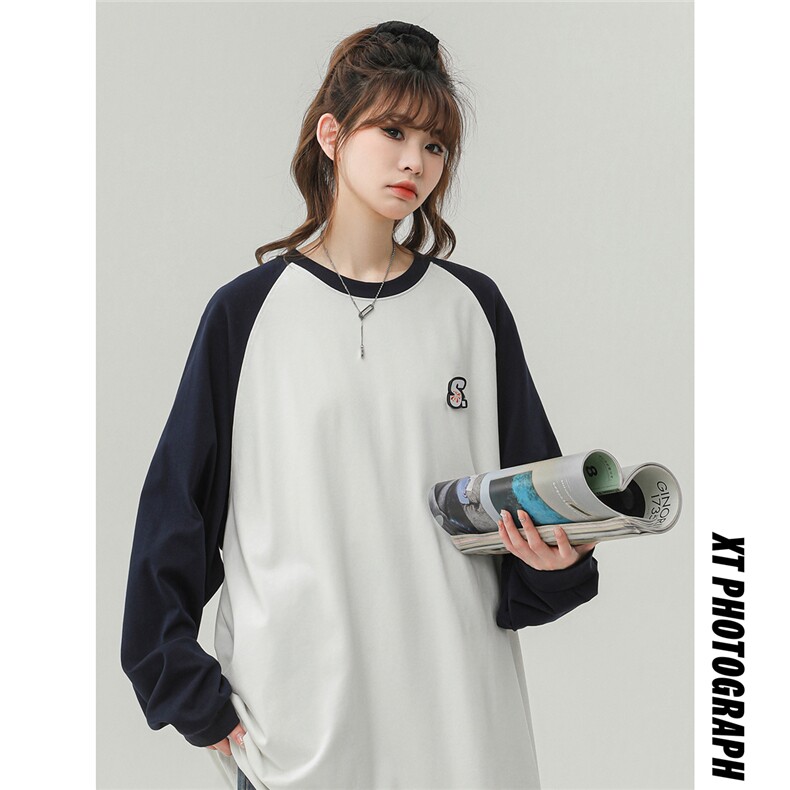 中性插肩袖设计大码S立体贴标短款印花字母卫衣女WY77079P30控48,男装卫衣,星座226-1