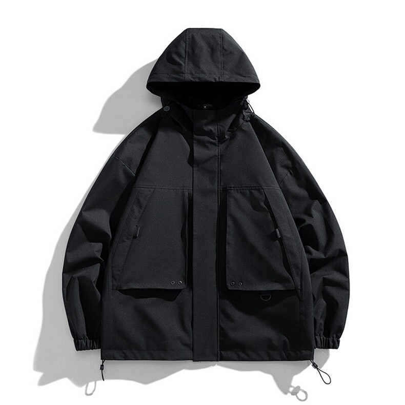 秋季冲锋衣连帽夹克男宽松落肩纯色上衣外套DSA157B-JK729-P70,男装夹克,电商A157B