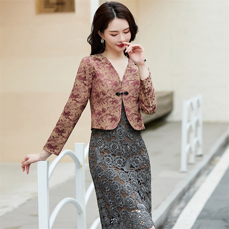 婵米儿2023披肩女短款外套春秋季新款西装配旗袍百搭开衫,女装短外套,婵米儿