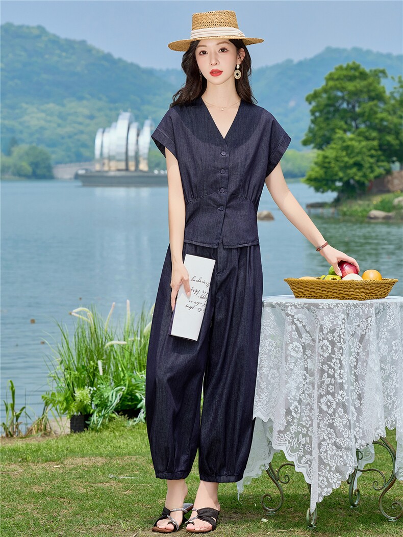 2026年夏季新品时尚气质休闲牛仔套装女,女装套装/套裙,依路服饰