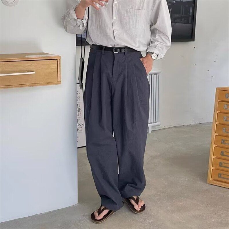 亚麻休闲裤男士春夏季高级感百搭宽松直筒透气阔腿长裤子,男装休闲裤,星座218-1（原230）